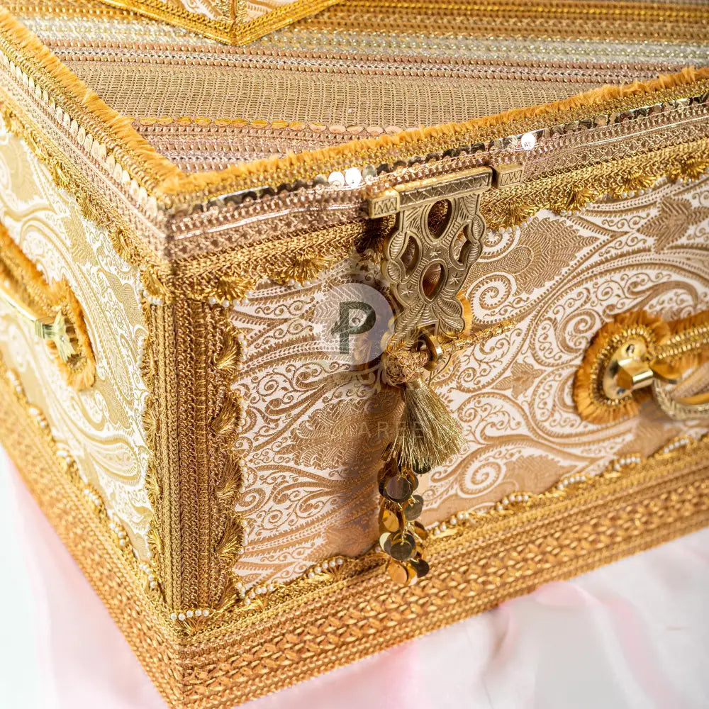 Gold Brocade Satrangi Trousseau Trunk