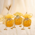 Gold Zehra Velvet Potli (1kg) – Set of 3 Potli