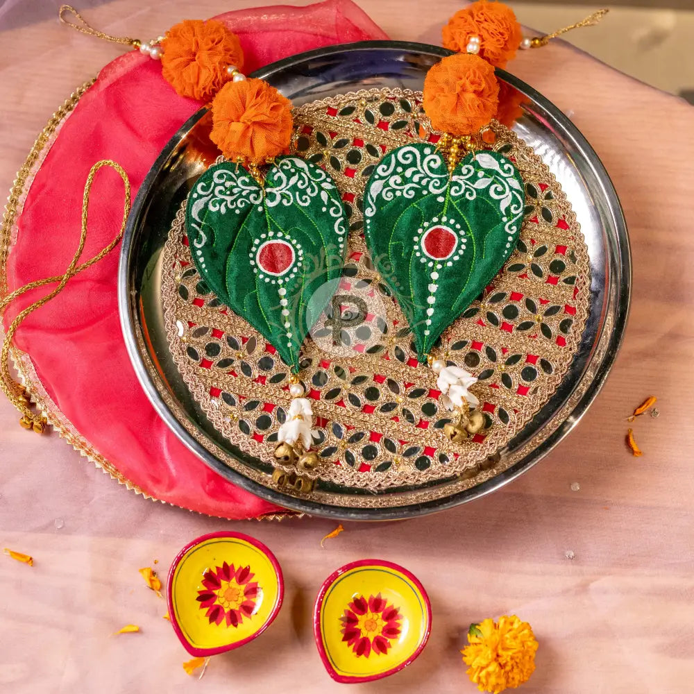 Hot Pink Diya Thali With Tilak Toran & Diyas