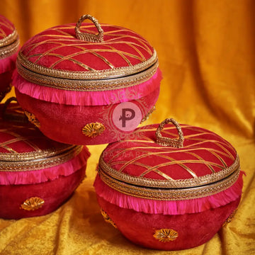 Velvet Ladoo Box Hot Pink