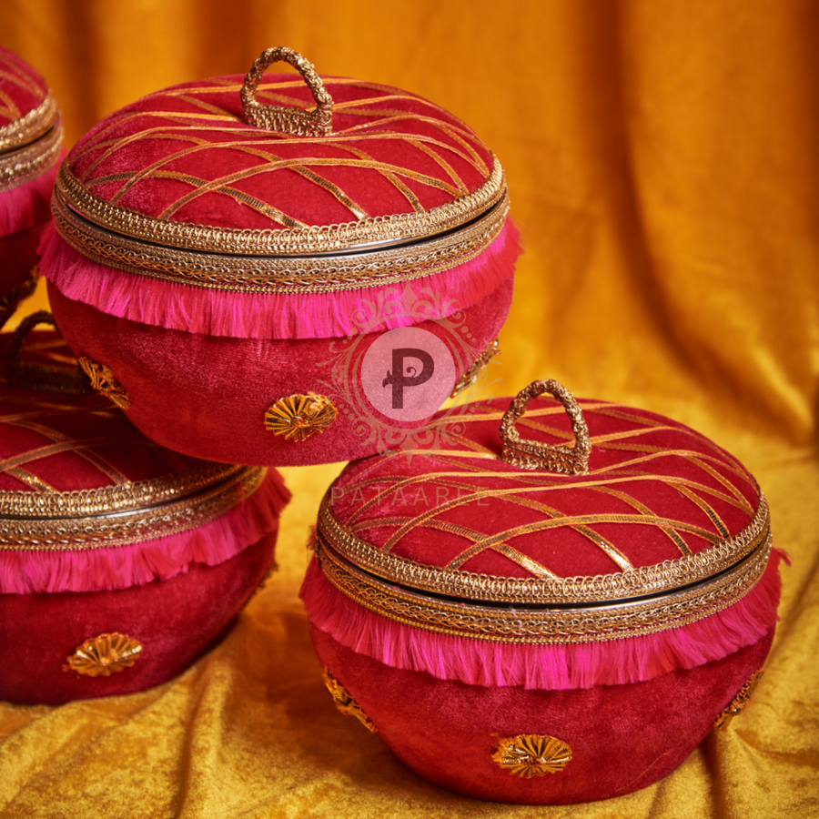 Velvet Ladoo Box Hot Pink