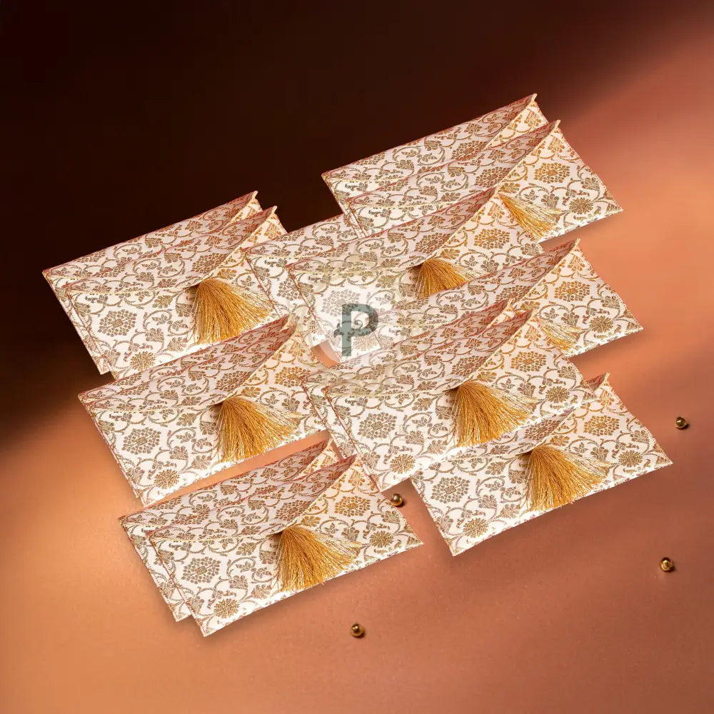 Ivory Brocade Shagun Envelope – Set of 20 Envelope