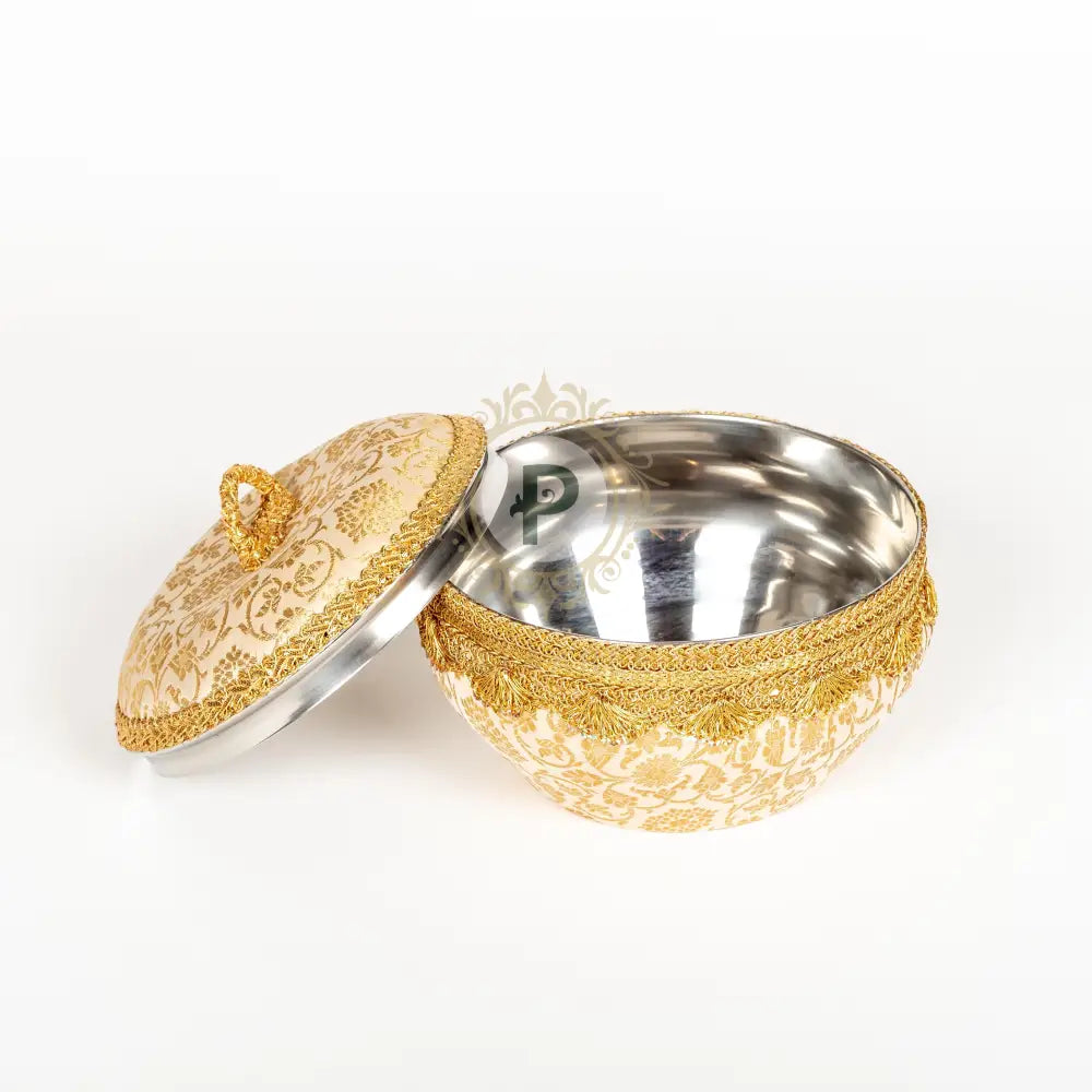 Ivory & Gold Brocade Ladoo Box