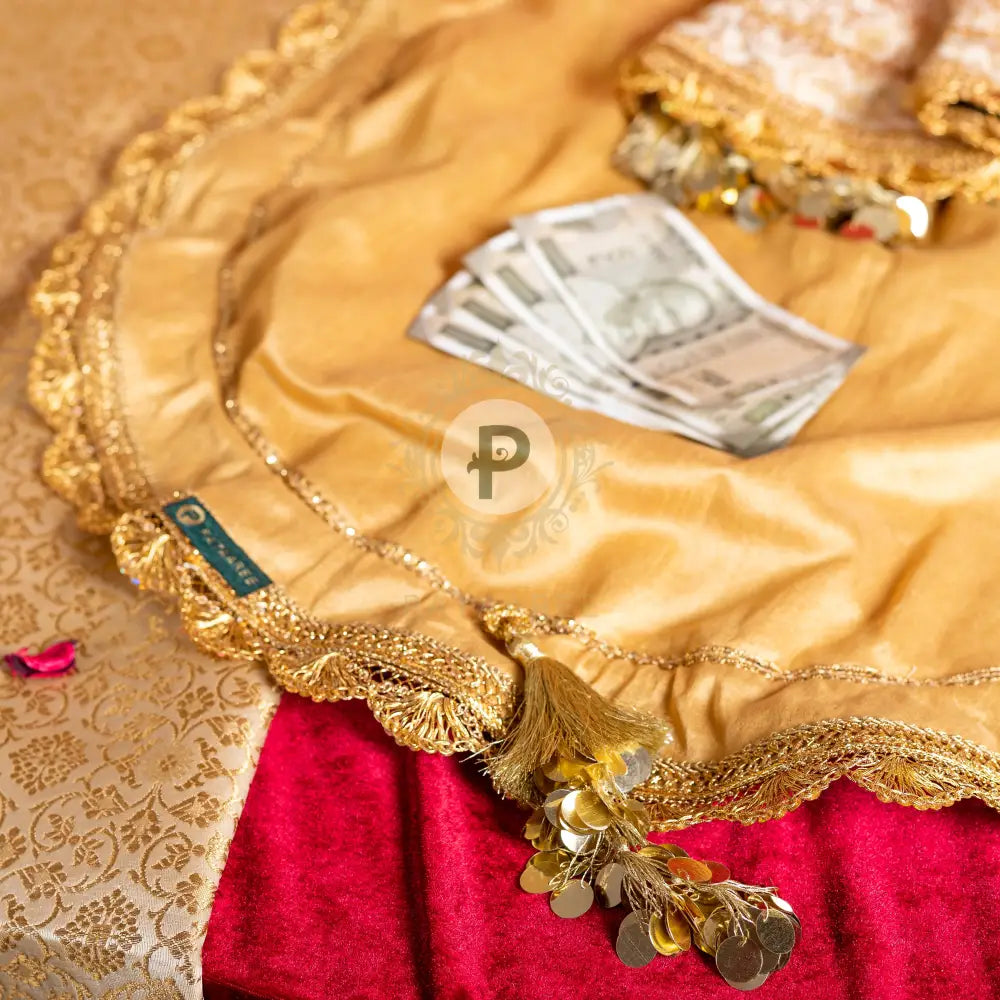 Ivory & Gold Brocade Lap Cover Pair