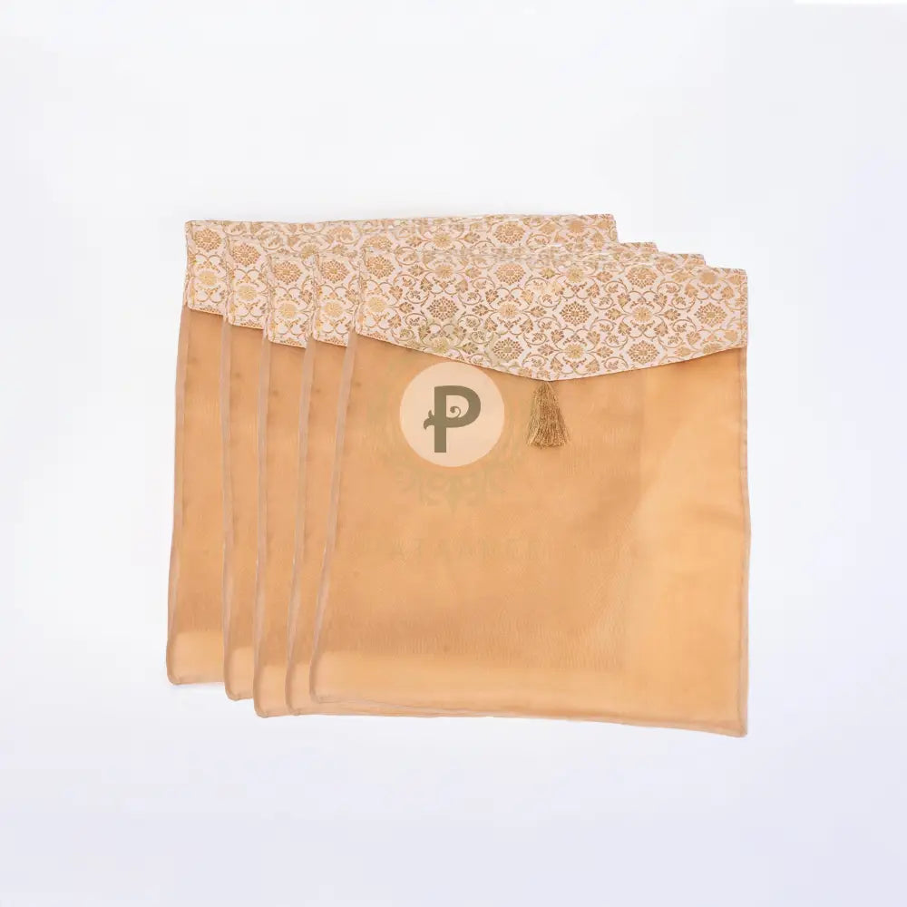 Ivory & Gold Brocade Suit/Saree Cover Set of 5 Suit Cover