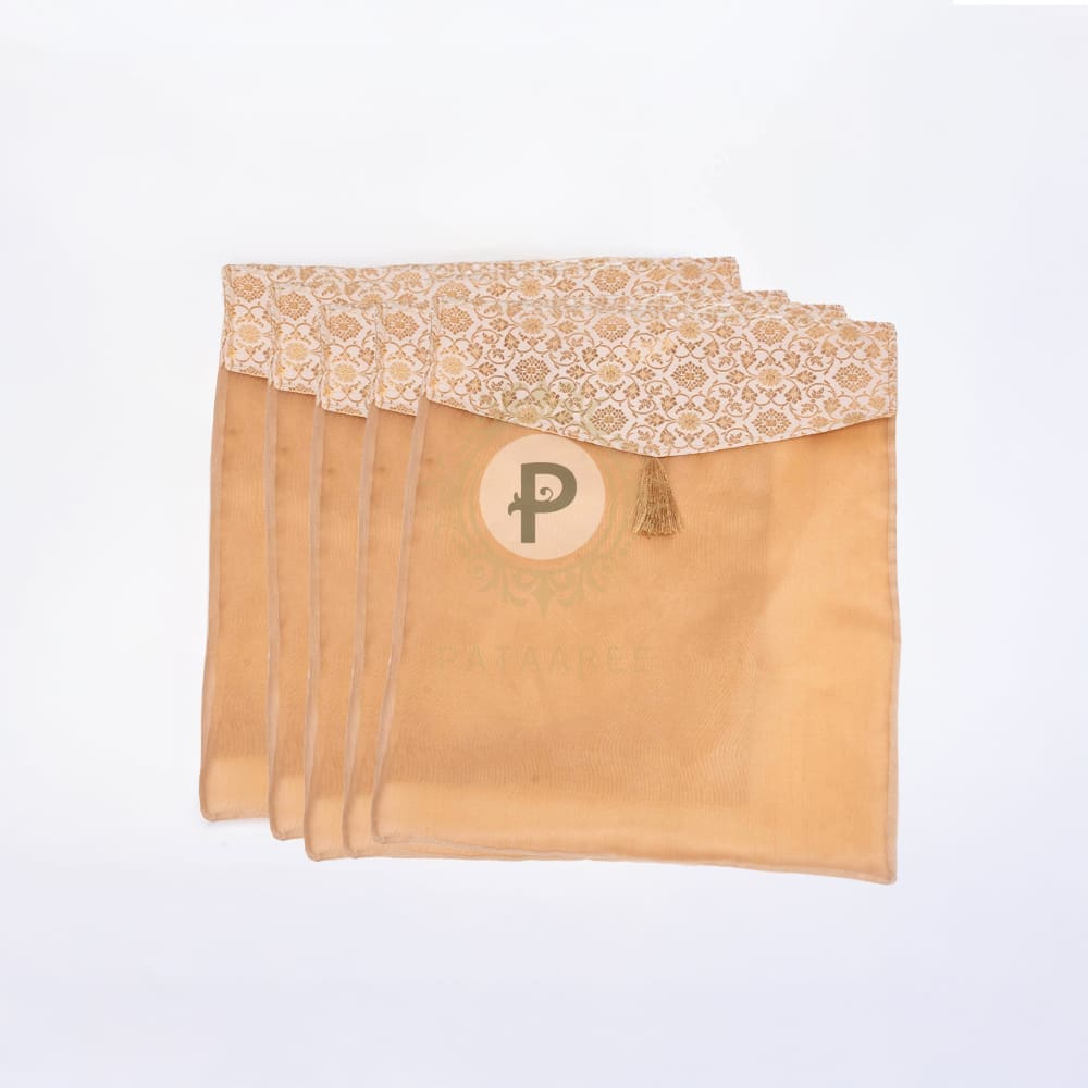 Ivory & Gold Brocade Suit/Saree Cover Set of 5 Suit Cover