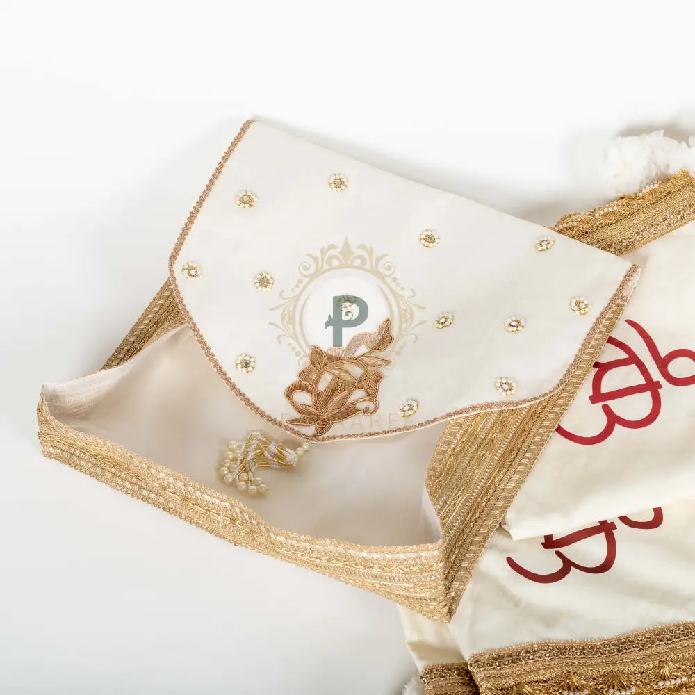 Ivory Silk Rumala Sahib Set with Screen Printed Ek Onkar Rumala Sahib Set