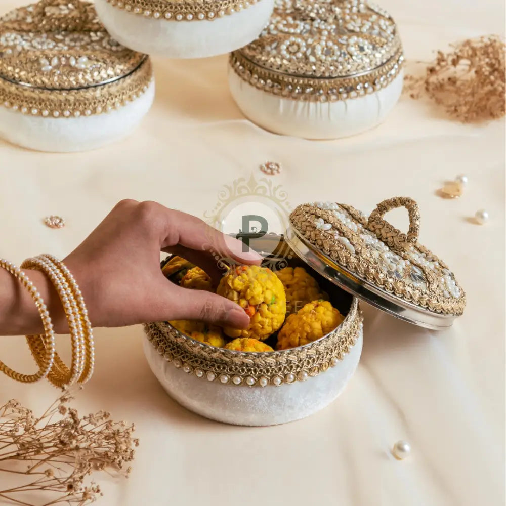 Zehra Ivory Ladoo Box Small Ladoo Box