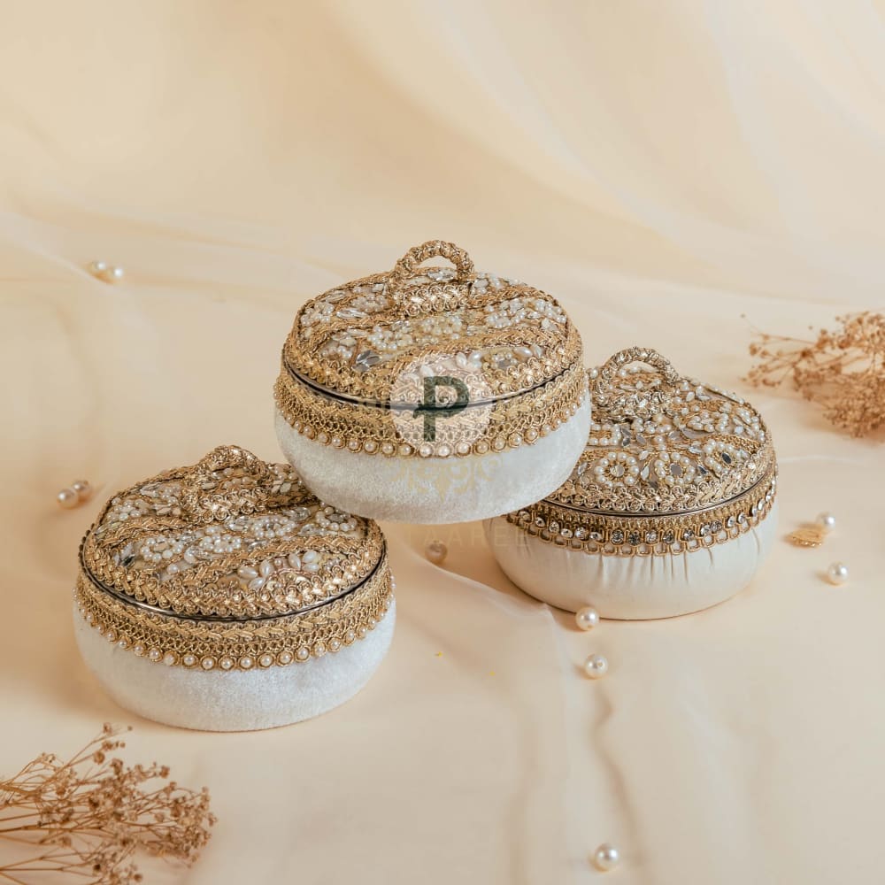 Ivory Zehra Ladoo Box Small Set of 3 Ladoo Box