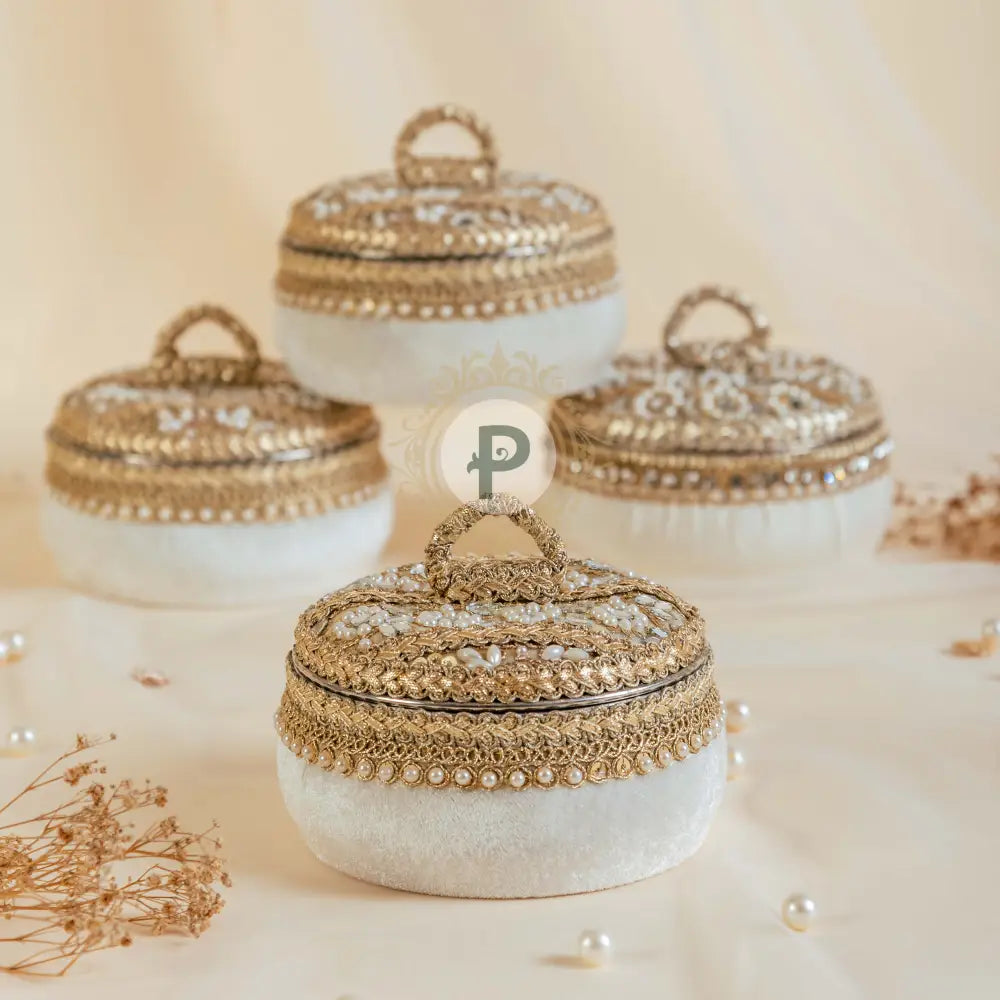 Zehra Ivory Ladoo Box Small Ladoo Box