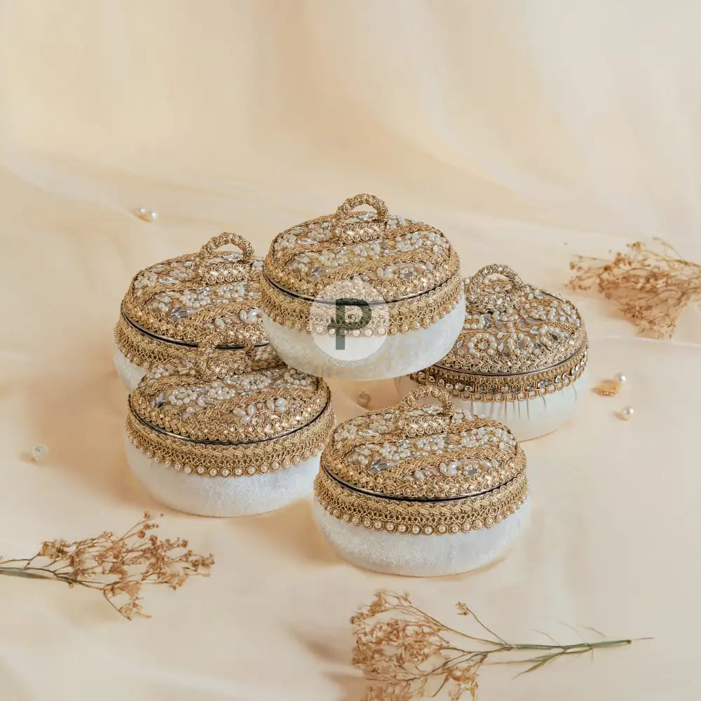 Ivory Zehra Ladoo Box Small Set of 5 Ladoo Box