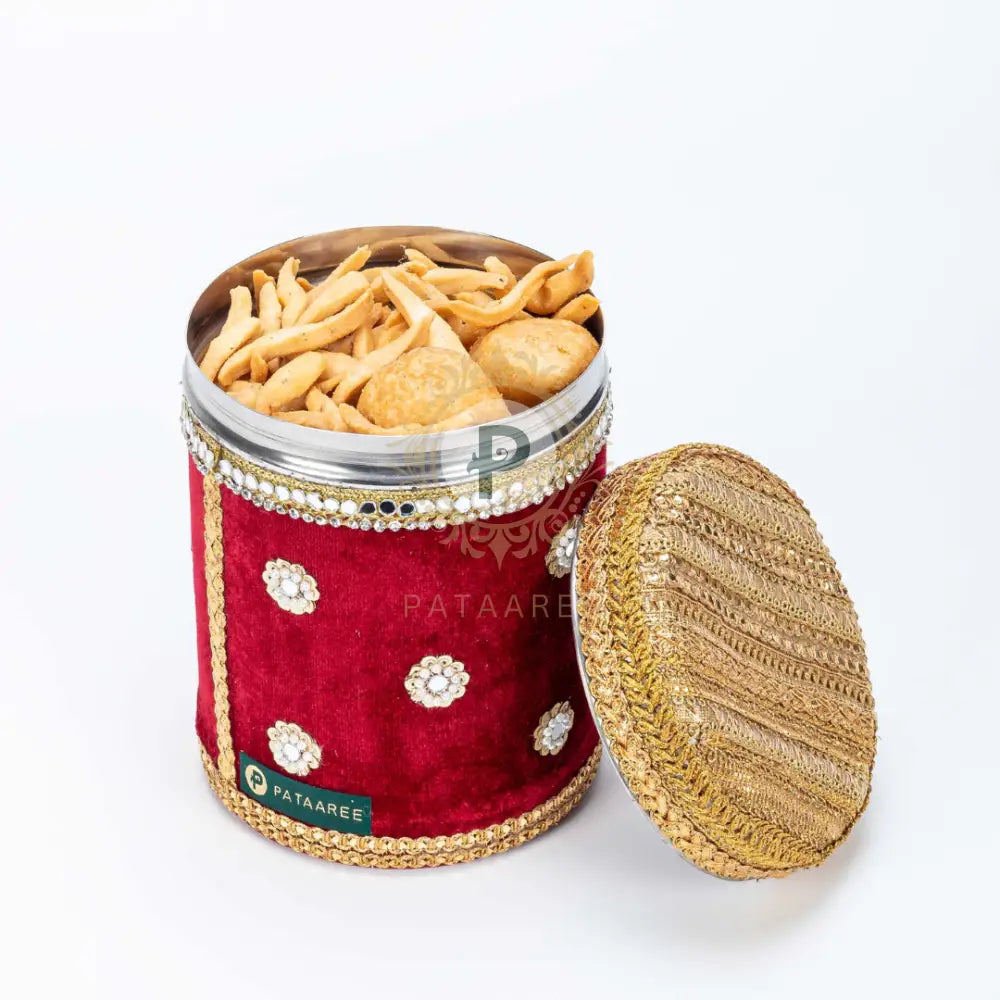 Km Velvet Ladoo Box (Long Shape)