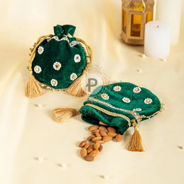 Km Velvet Potli Small Bottle Green