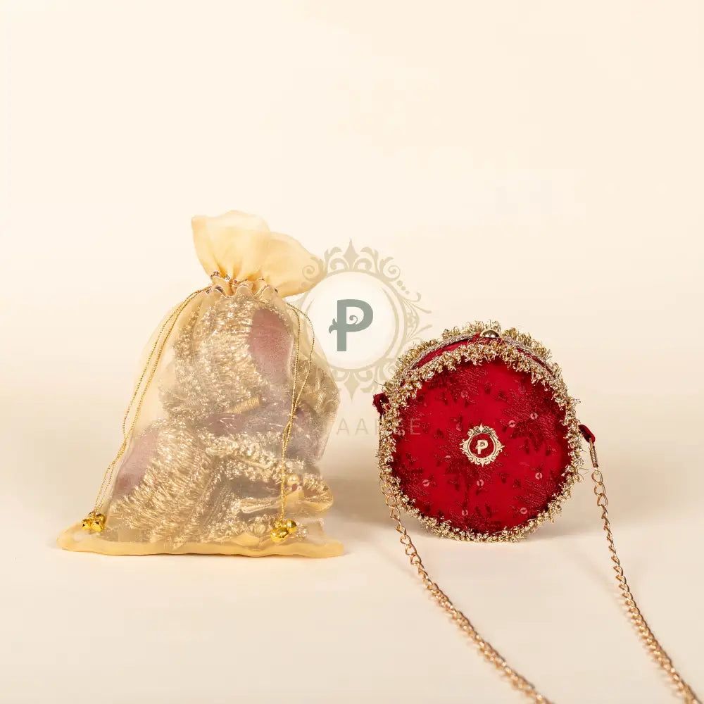 Laal Pataka Mini Parandi with Phulkari Sling Parandi