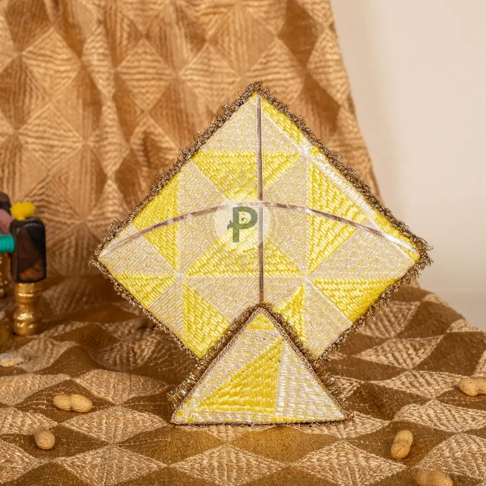 Phulkari Kite Mithai Box (Small) Lemon Yellow Mithai Box