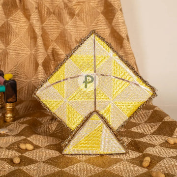 Phulkari Kite Mithai Box (Small) Lemon Yellow Mithai Box