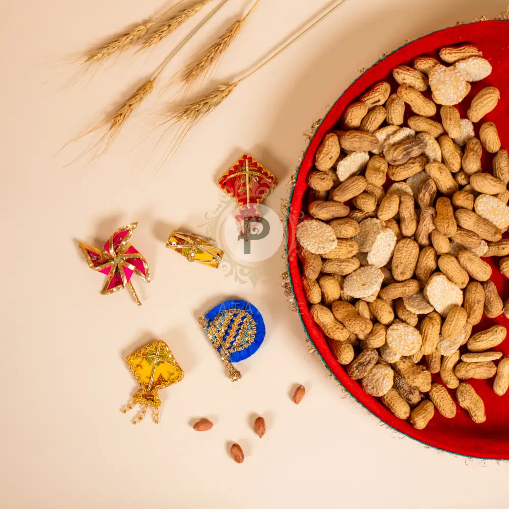 Set of 5 Lohri-themed handcrafted Phulkari brooches