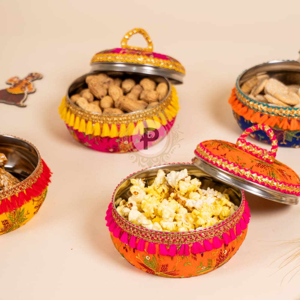 Lohri Assorted Phulkari Favor Box (Set of 4) Gifting Box Set