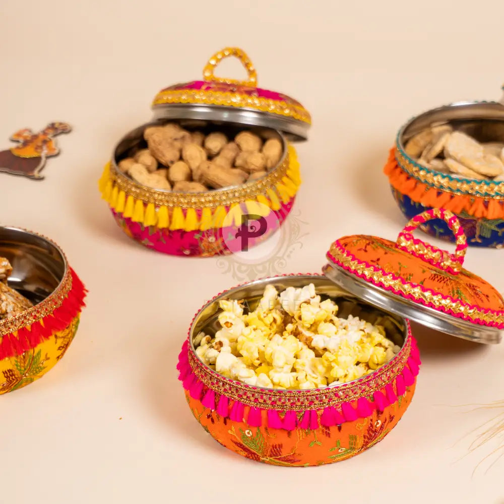 Lohri Assorted Phulkari Favor Box (Set of 4) Gifting Box Set