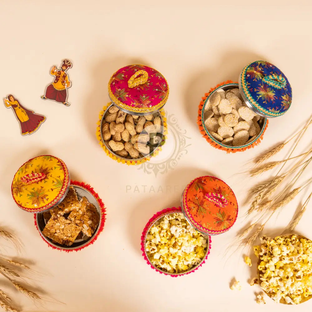 Colorful Phulkari favor box perfect for festive celebrations