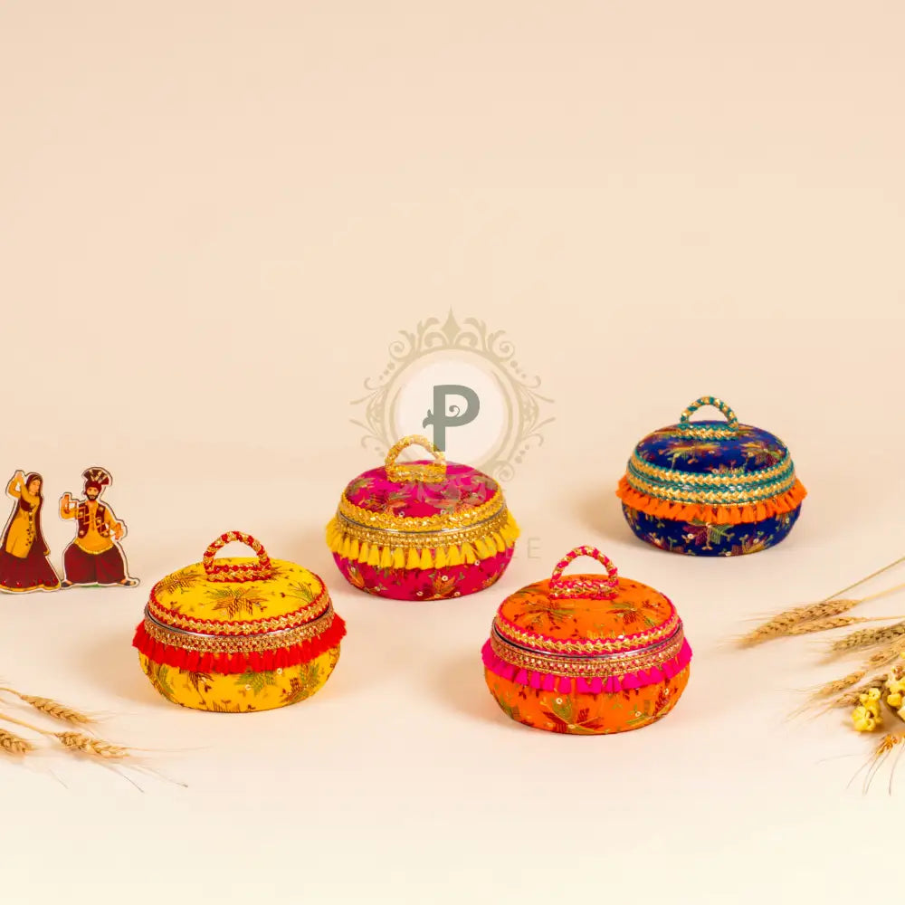 Lohri Assorted Phulkari Favor Box Set for festive gifting