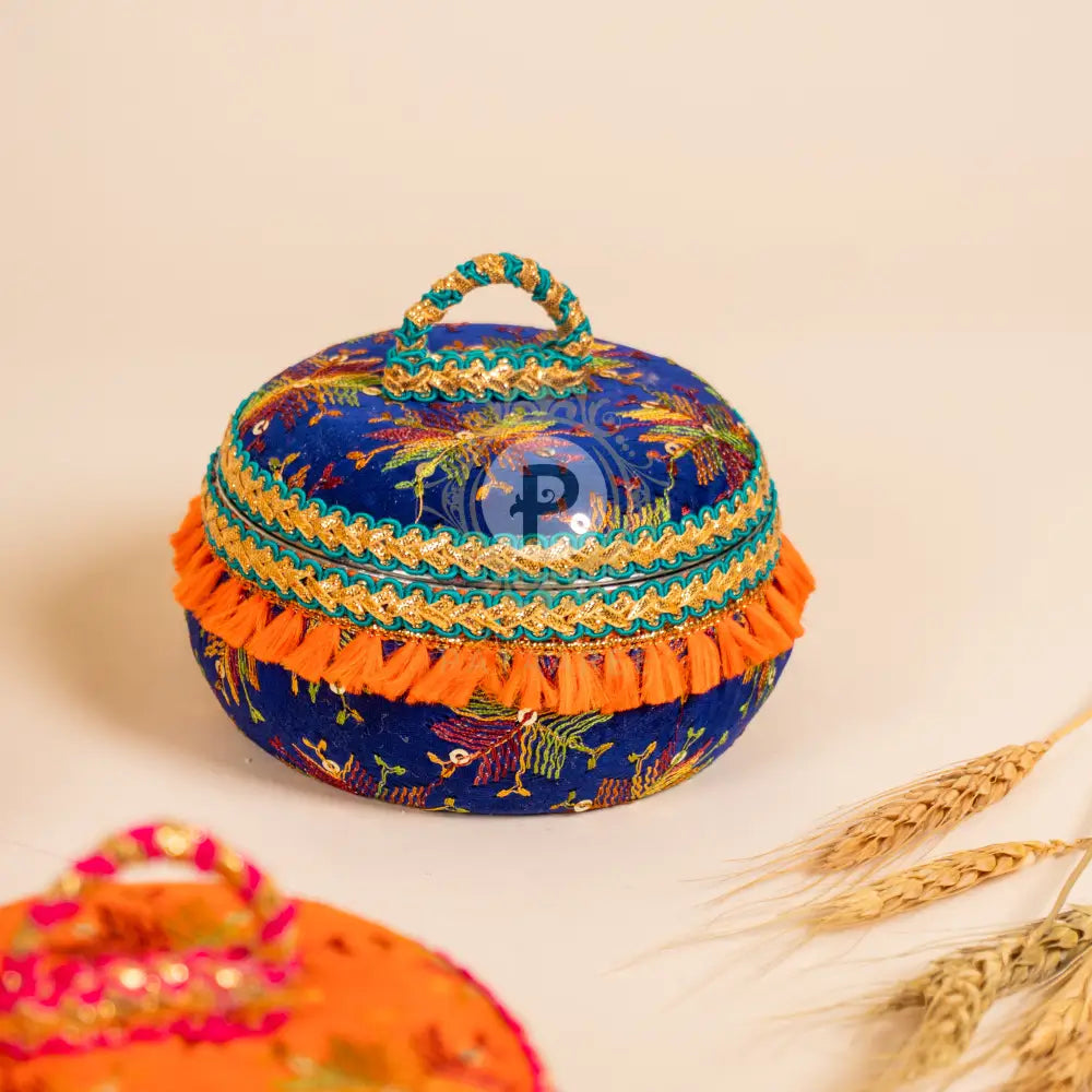 Elegant set of four Phulkari favor boxes for gifting