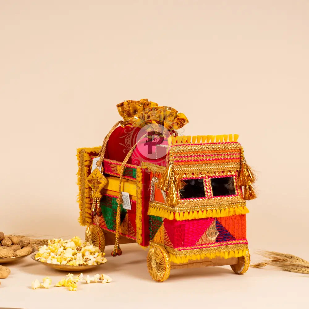 Multicolor Baag Phulkari Big Truck with Velvet Potlis