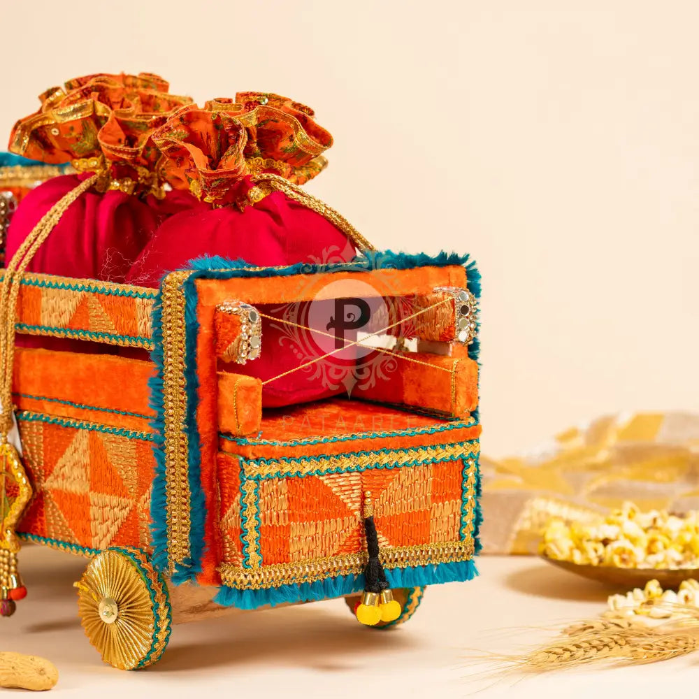 Handcrafted Orange and Gold Decorative Truck
