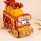 Vibrant Red and Gold Baag Phulkari Small Truck