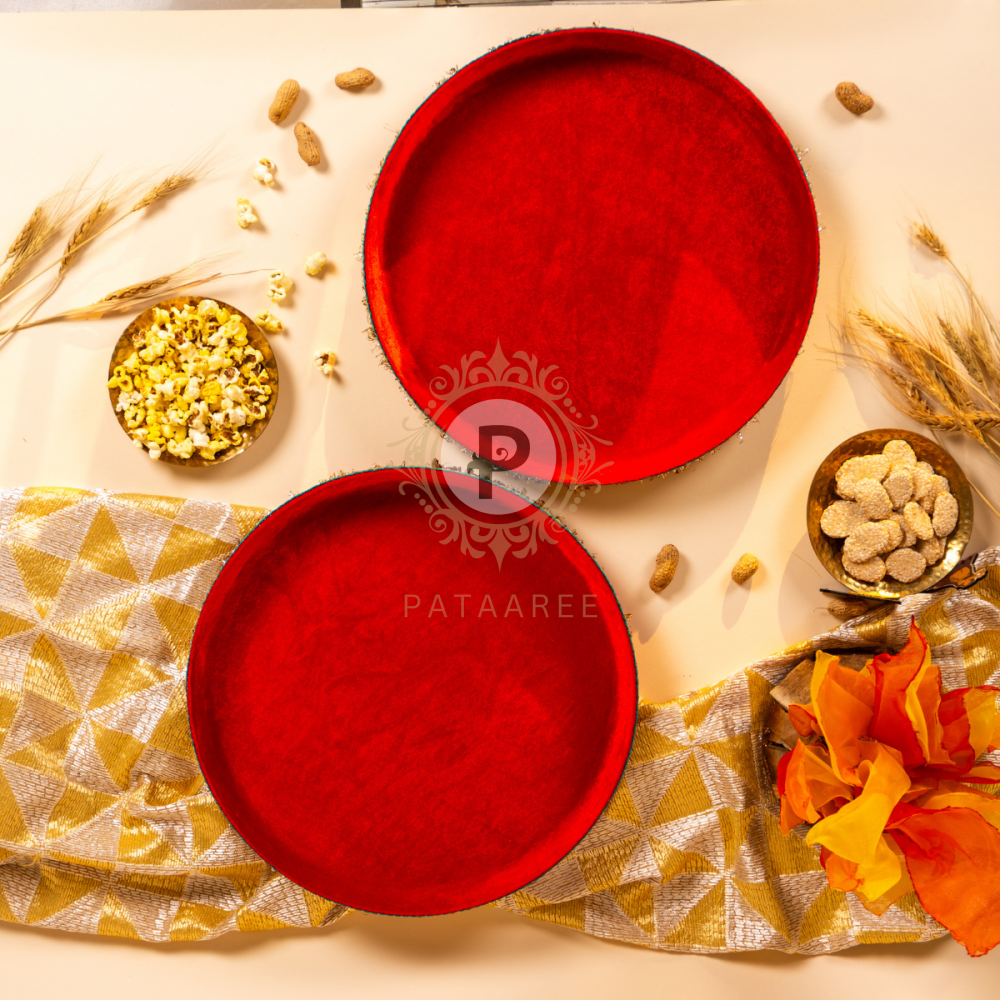 Lohri Red Velvet Thaal (Set of 2) Baby Gift Box