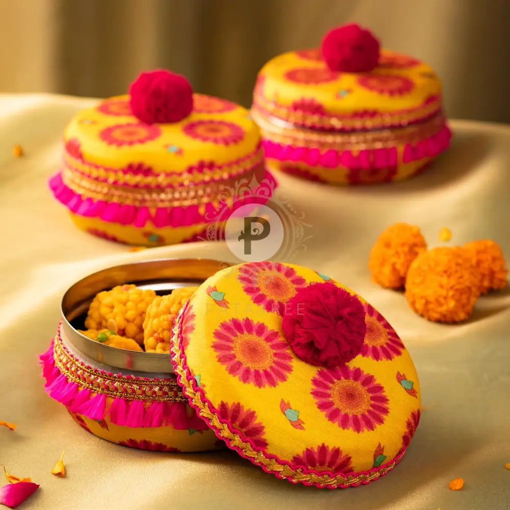 Marigold Small Ladoo Boxes Set of 3 Ladoo Box