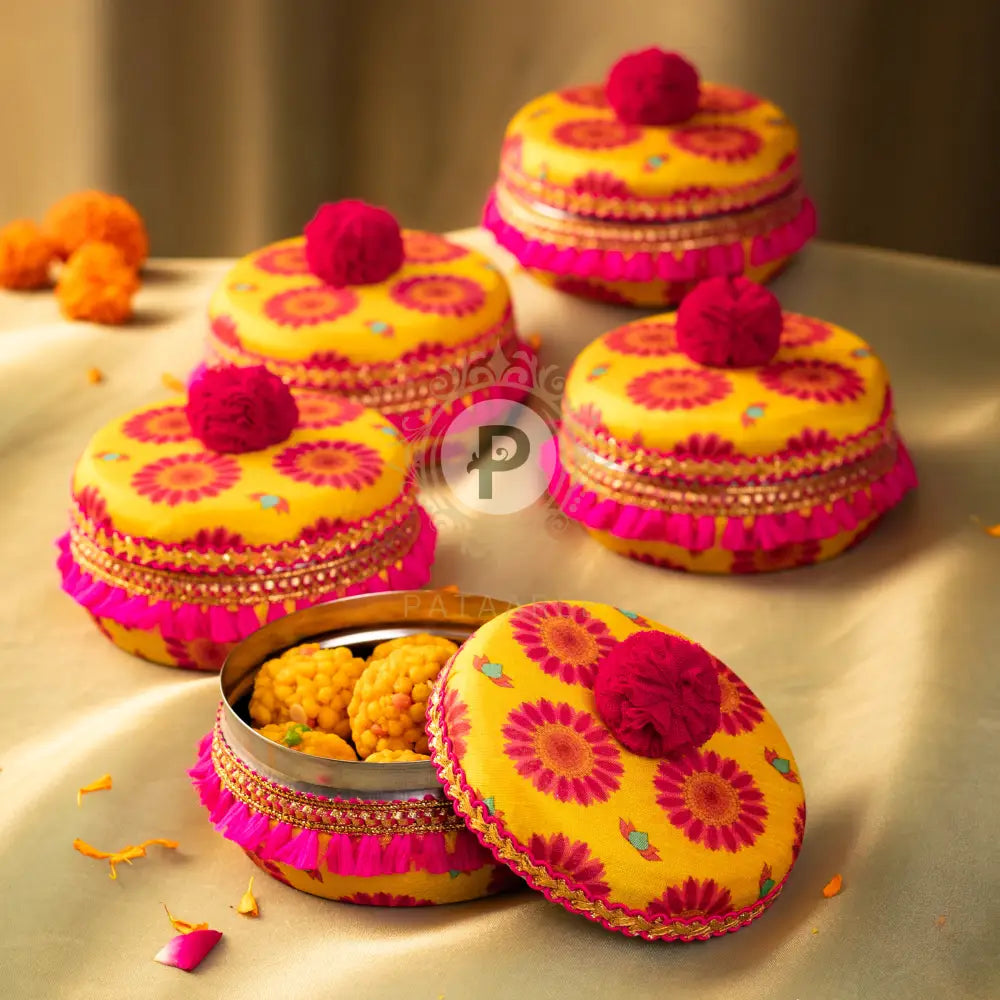 Marigold Small Ladoo Boxes Set of 5 Ladoo Box
