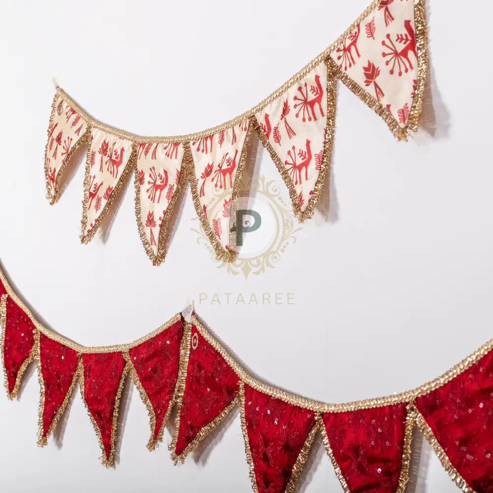 Maroon Phulkari Buntings Set Bunting Set