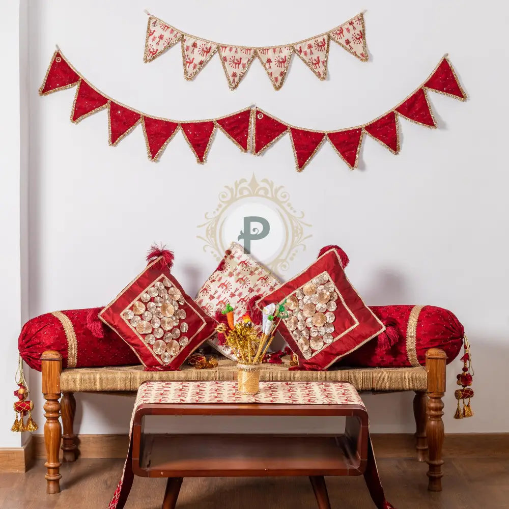 Maroon Phulkari Buntings Set Bunting Set