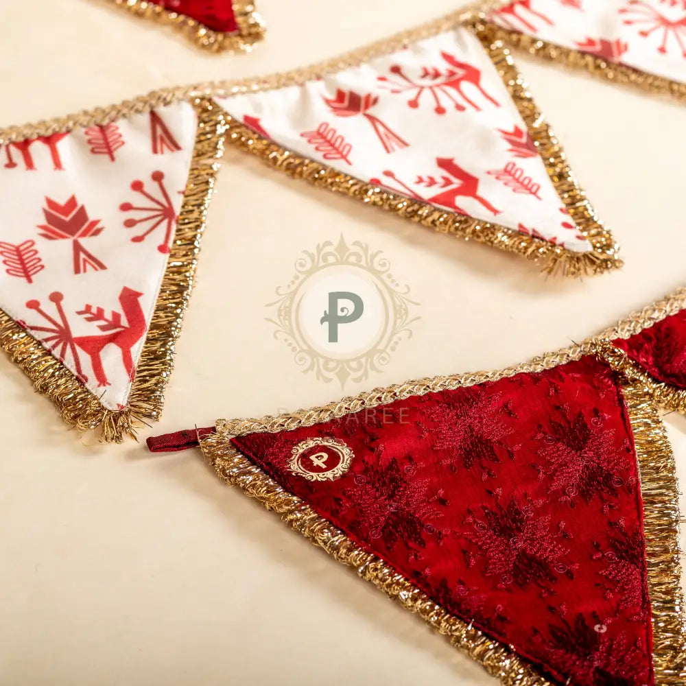 Maroon Phulkari Buntings Set Bunting Set