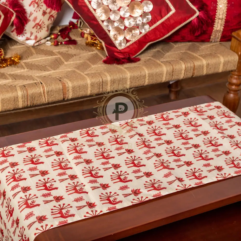 Maroon Phulkari Set (Cushion Covers with Runner & Buntings) Cushion Set