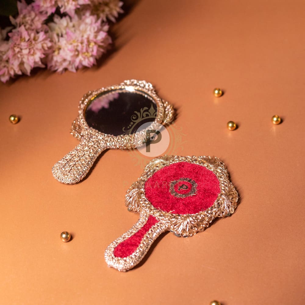 Surkh Hand Mirror Small Maroon Mirror