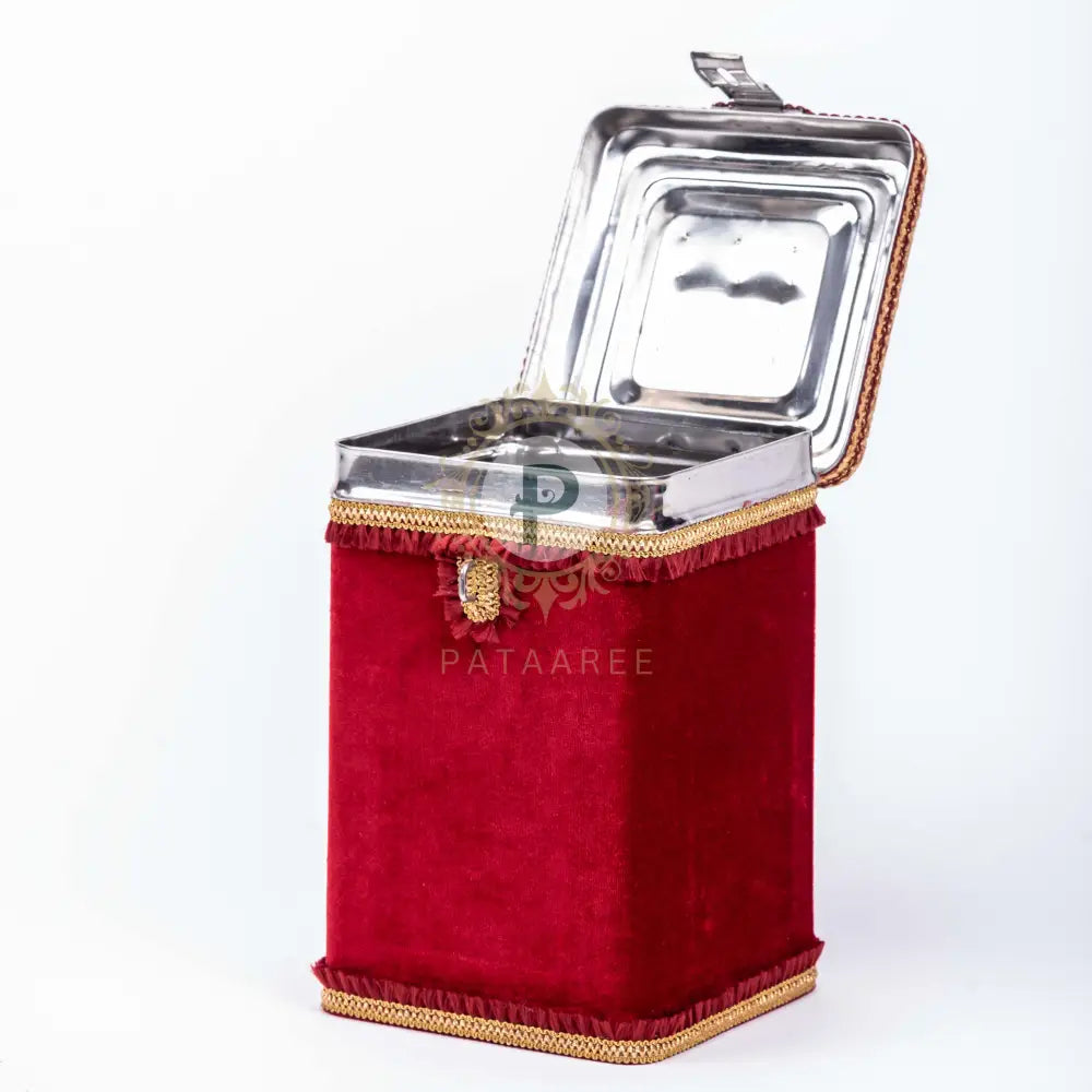 Maroon Velvet Bhaji Box