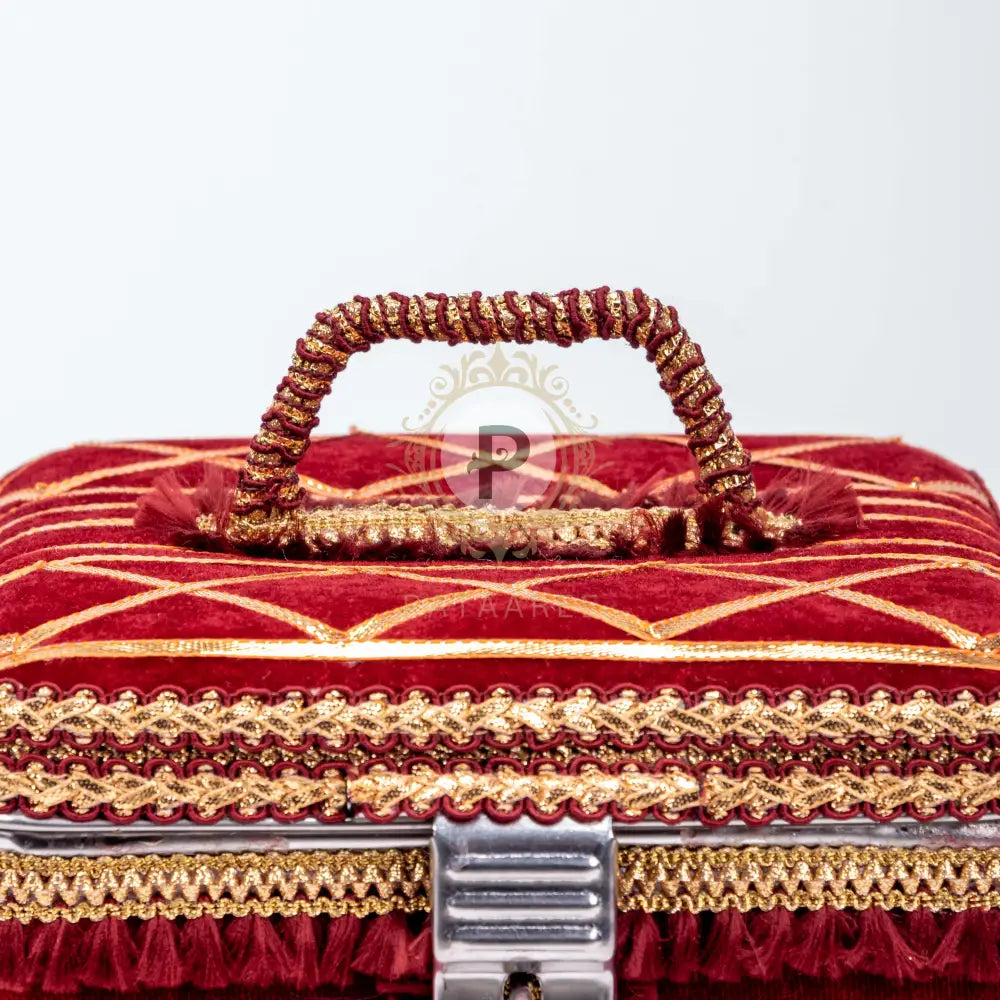 Maroon Velvet Bhaji Box
