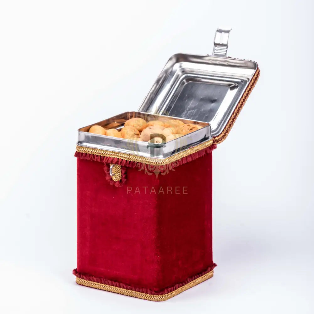 Maroon Velvet Bhaji Box