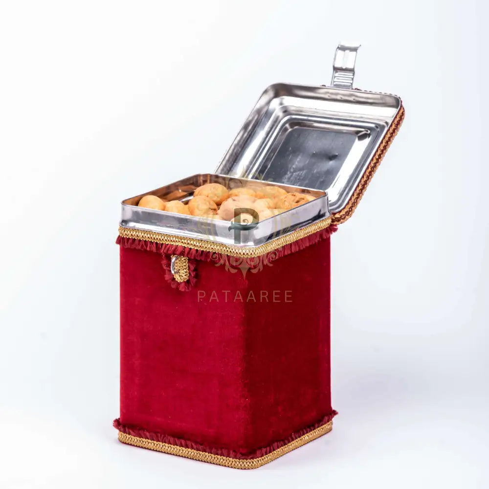 Maroon Velvet Bhaji Box