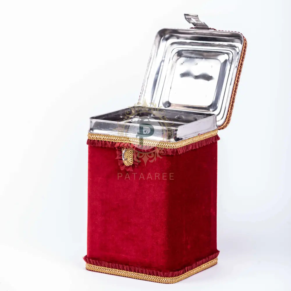 Maroon Velvet Bhaji Box