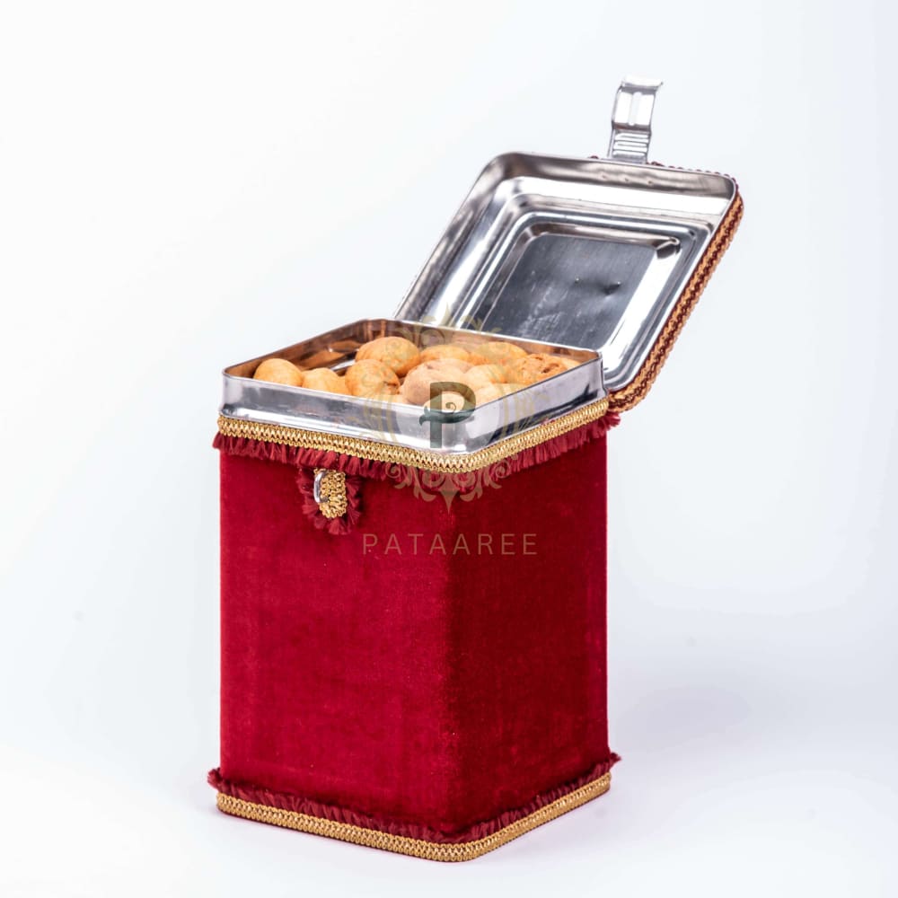 Maroon Velvet Bhaji Box