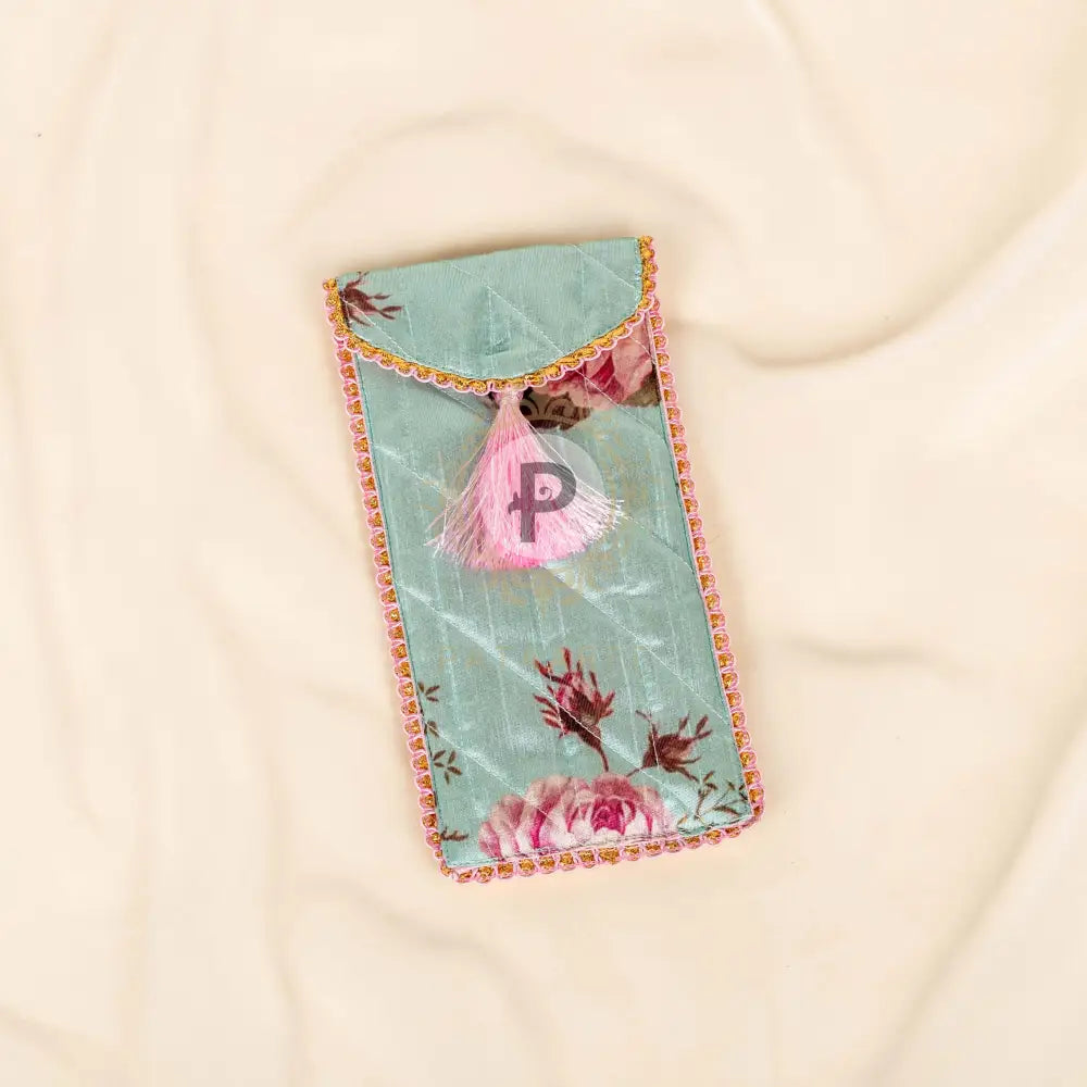 Floral Sunglass Pouch Mint Green Sunglass Cover
