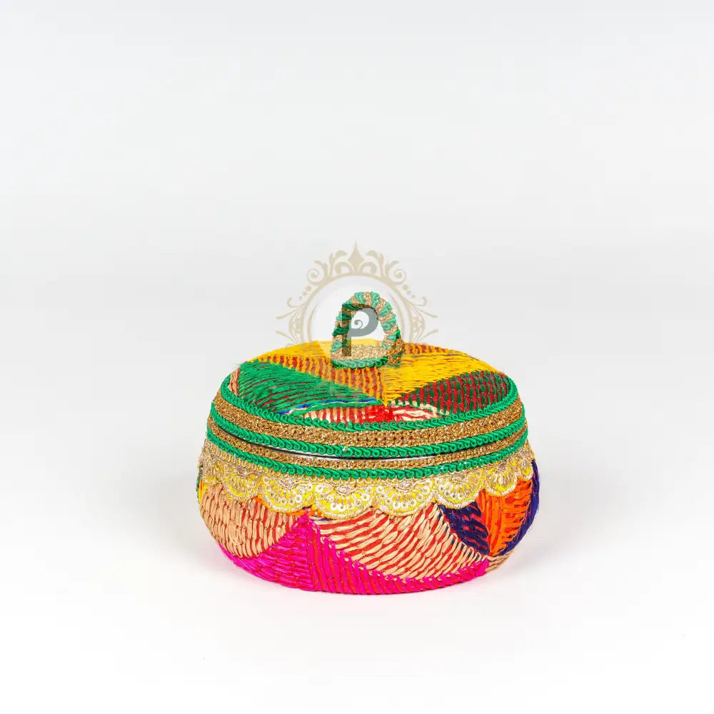 Multicolor Phulkari Small Ladoo Box
