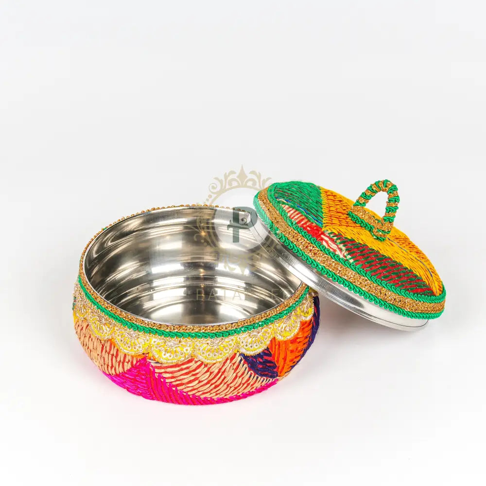 Multicolor Phulkari Small Ladoo Box