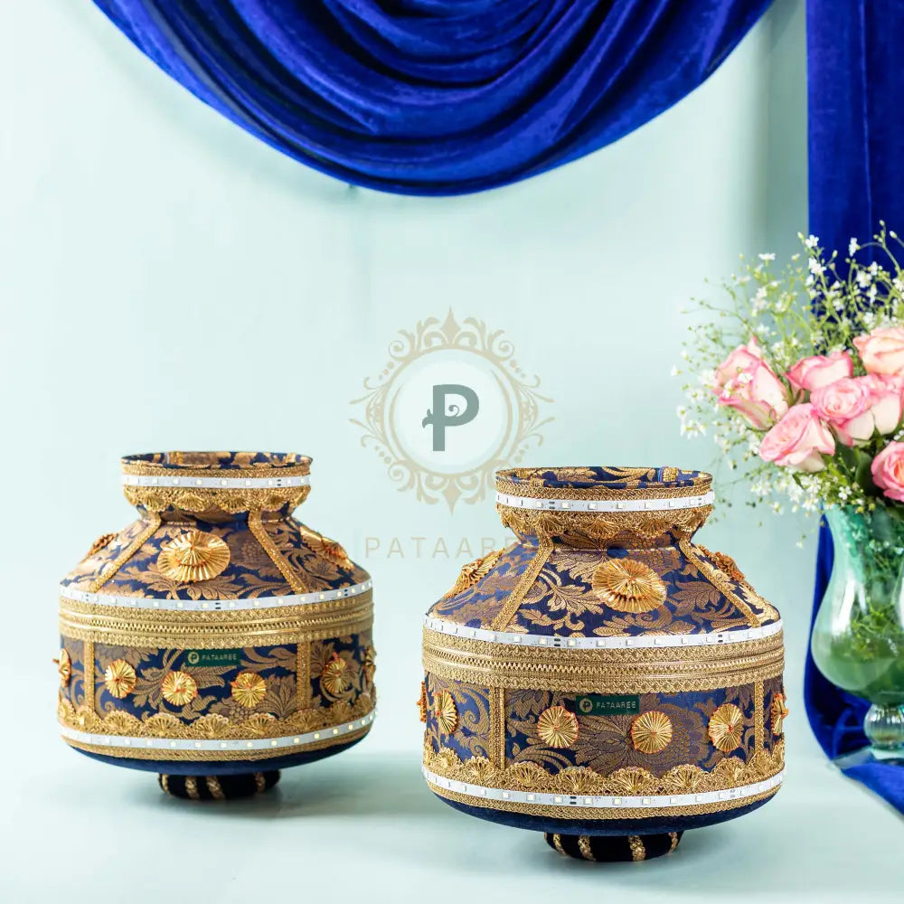 Navy Blue Brocade Jaago Set