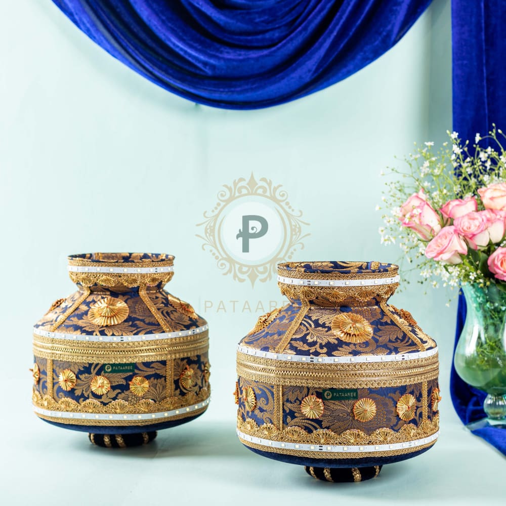 Navy Blue Brocade Jaago Set