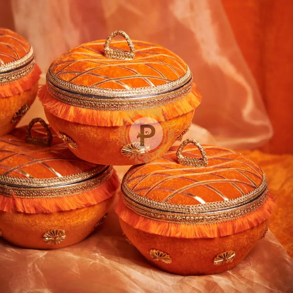Velvet Ladoo Box Orange