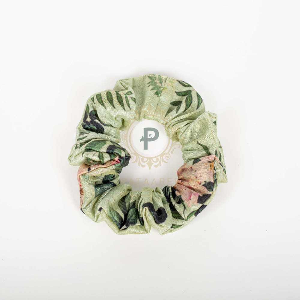 Floral Scrunchie Pastel Green Scrunchie